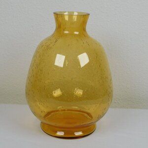 FTD Amber Bubble Art Glass Free Standing Home Office Display Vase 1991 Vintage